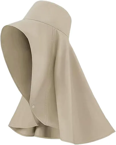 Vista 7 de Women's UPF50+ Sun Hat with Neck Cover Wide Brim Foldable Fishing Cap Beige