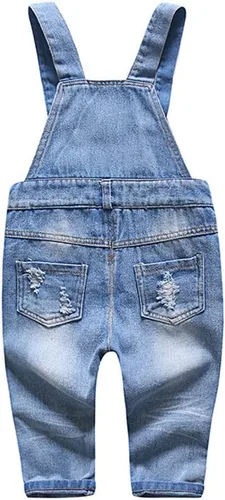 Vista 2 de KIDSCOOL SPACE Bebé y niños pequeñosniñas azul y negro Denim Overalls,Jean Workwear