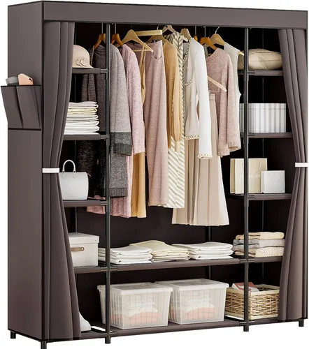 Vista 13 de SORCEDAS Portable Closet Wardrobe Organizer Storage with Cover Non-Woben Fabric Portable Wardrobe Closet for Hanging Clothes Racks Shelving 33 Inch