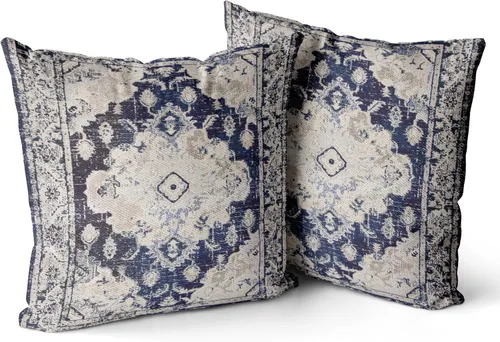Vista 19 de Snycler Fundas de Almohada Decorativas Bohemias 16x16 pulgadas Juego de 2 Patrón de Alfombra Bohemia de Doble Cara Algodón Suave Funda de Cojín