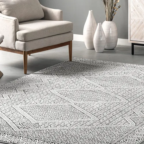 Vista 8 de nuLOOM Exie - Alfombra marroquí de transición, 2 pies 6 pulgadas x 6 pies, gris claro