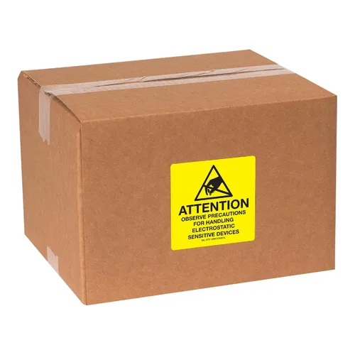 Vista 2 de Tape Logic Aviditi Tape Logic - Adhesivo adhesivo de advertencia "Attention Observe Precautions", negro/amarillo, para envío, manipulación, embalaje