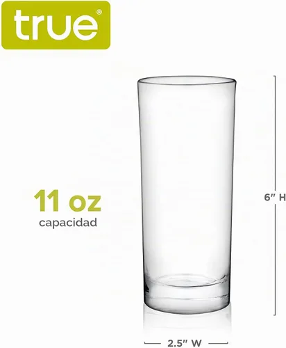 Vista 3 de Vasos altos True, juego de 4 vasos altos de vidrio para cócteles, mojito, té helado, jugos, agua con gas, vasos de cocina, vasos para bar en casa