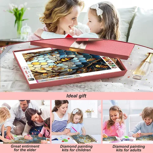 Vista 2 de Stalente Kits de pintura de diamantes para adultos, kits de arte de diamantes 5D para principiantes, pintura de diamante redonda para decoración