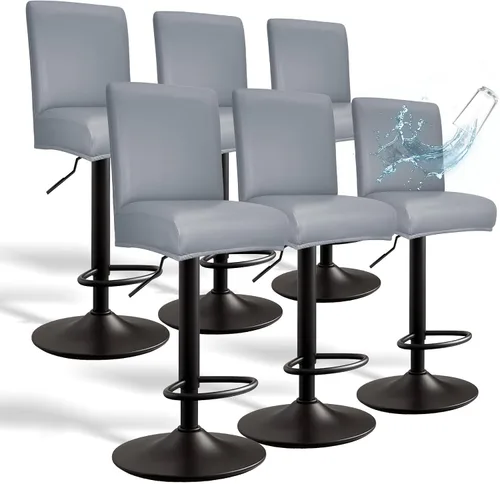 Vista 27 de Fundas de Cuero PU para Taburete de Bar con Respaldos, Paquete de 2 Fundas Elásticas Impermeables para Sillas de Taburete de Bar, Fundas Lavables
