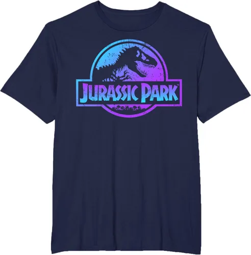 Vista 66 de Jurassic Park Camiseta de manga corta con logotipo Fossil azul y morado Negro