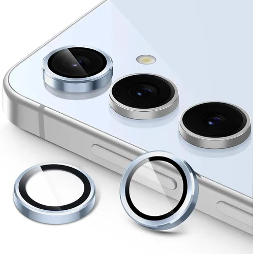Vista 9 de JETech Protector de lente de cámara para Samsung Galaxy S24 FE, cubierta de anillo individual de metal de vidrio templado 9H, transparente HD, 1