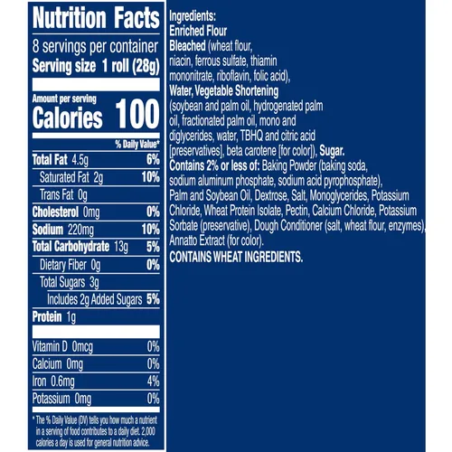 Vista 2 de Pillsbury Crescent Rolls, masa de pastelería enlatada refrigerada original, 8 rollos, 8 onzas Refrigerated Canned Dough, No Artificial Flavors