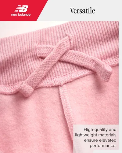 Vista 3 de New Balance Pantalones deportivos para niña, forro polar de mezcla de algodón suave con cordón y bolsillos (tallas 8-16)