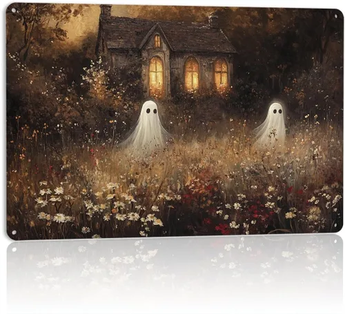 Vista 14 de Decoración de pared de fantasma de Halloween, decoración de fiesta de Halloween para interiores y exteriores, decoración espeluznante para el hogar