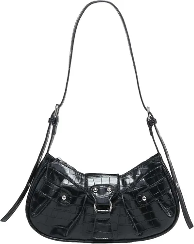 Vista 8 de Verdusa Bolso de mano plisado para mujer, bolso de mano de piel sintética Negro