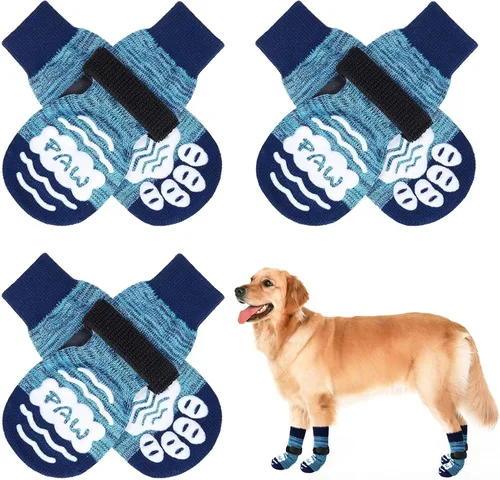 Vista 33 de BEAUTYZOO Calcetines antideslizantes para perros, zapatos de perro para pavimento frío/caliente, protectores de patas con empuñaduras, 3 pares