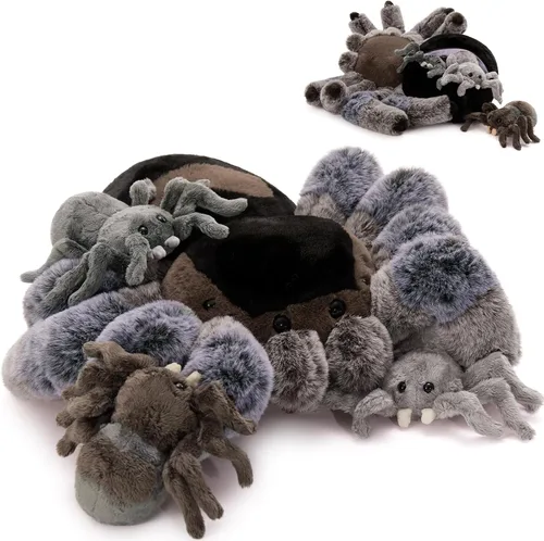 Vista 12 de MorisMos 4 piezas de animales salvajes africanos de peluche, mamá de 18 pulgadas con 3 cachorros de bebé, juguetes de peluche suaves y esponjosos