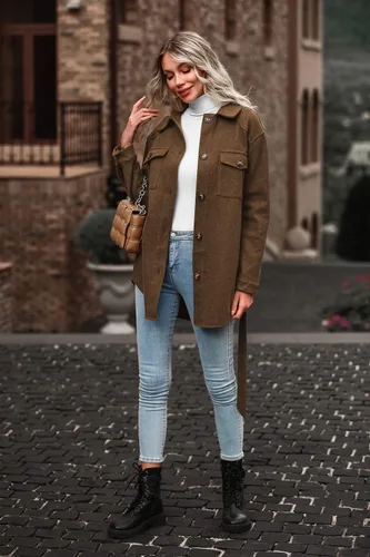 Vista 5 de PRETTYGARDEN Chaqueta de otoño con solapa y cinturón para mujer