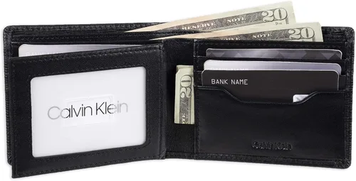 Vista 4 de Calvin Klein Billetera plegable minimalista de piel RFID para hombre