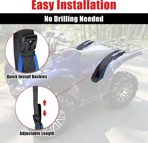 Vista 7 de Goldfire 2 piezas de reposapiés para asiento trasero de cuatrimoto, universales, ajustables, plegables, resistentes, se adapta a Polaris Sportsman