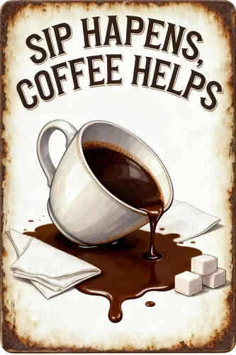 Vista 13 de COFFEE IS THE BEST THERAPY Metal Tin Sign 8x12 Inch - Retro Wall Decor For Man Cave，Home, Bar, Kitchen, Garage