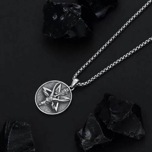 Vista 6 de Seiyang Mitología de plata de ley 925 paganismo Collar egipcio de joyería de regalo para hombres y mujeres con cadena Rolo de 0.079 in 22+2