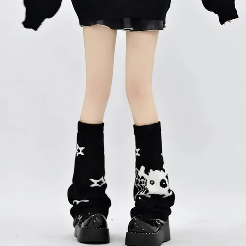 Vista 7 de American Trends Calentadores de piernas Y2k Kawaii negro blanco lindo calentadores de piernas Y2k accesorios góticos para mujeres niñas 80s fiesta