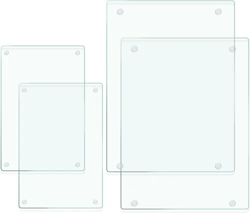 Vista 9 de Tabla de cortar de vidrio templado para cocina, tabla de cortar pequeña de vidrio de 12 x 8 pulgadas, tablas de cortar transparentes con pie