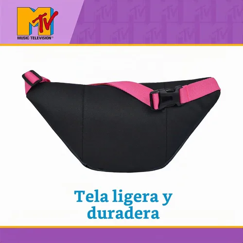 Vista 4 de Riñonera con logotipo de MTV, bolsa cruzada para cinturón Negro