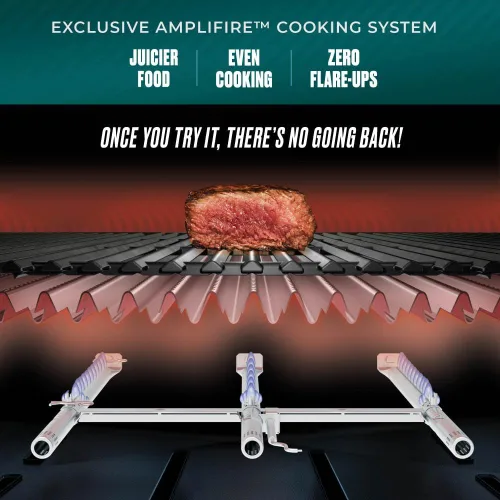 Vista 5 de Charbroil Serie Pro con Tecnología Infrarroja Amplifire: Asador a Gas Propano de 2 Quemadores con Gabinete y Plancha, Negro - 463676724