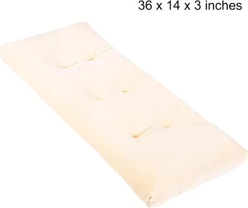 Vista 2 de Cojín de Banco, Cojines de Banco Acolchados Antideslizantes para Columpio, Almacenamiento de Zapatos, Asiento de Ventana (36x14 pulgadas, Beige) 1