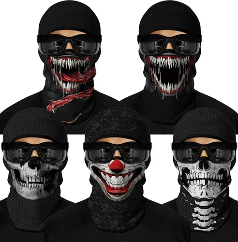 Vista 29 de Pasamontañas 3D, máscara de cara completa, resistente al viento, máscara de esquí con calavera táctica para motocicleta, ciclismo, Halloween 4