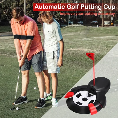 Vista 3 de Copa de retorno automática de pelota de golf, máquina de poner práctica automática, ayuda para entrenamiento de taza de golf, regreso