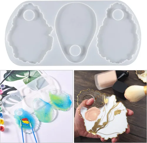 Vista 8 de Resina epoxi de cristal, encaje irregular, abrasivo, etiqueta grande, colgante de silicona, paleta de paleta de líquidos, silicona