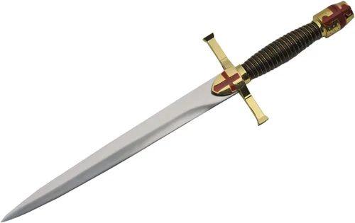 Vista 2 de Szco Supplies 15,5" réplica de oro medieval cruzada daga con vaina