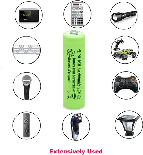 Vista 3 de Ni-Mh AA 600mAh 1.2V batería recargable para luces solares al aire libre lámpara de jardín (paquete de 4)