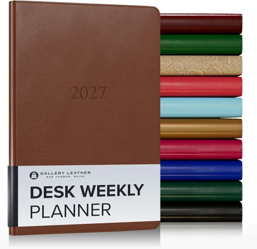 Vista 100 de Gallery Leather Planificador Semanal y Mensual Grande 2025-2026, Calendario Planificador y Cuaderno Elegantemente Encuadernado con Elegantes Bordes