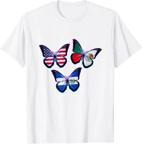 Vista 67 de Multiculti Heritage. Camiseta El Salvador México y Estados Unidos