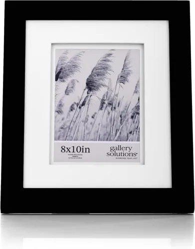 Vista 2 de Gallery Solutions - Marco de fotos negro plano de 8 x 10 pulgadas - Soporte de mesa o pared - Para fotos de 5 x 7 pulgadas con doble paspartú blanco