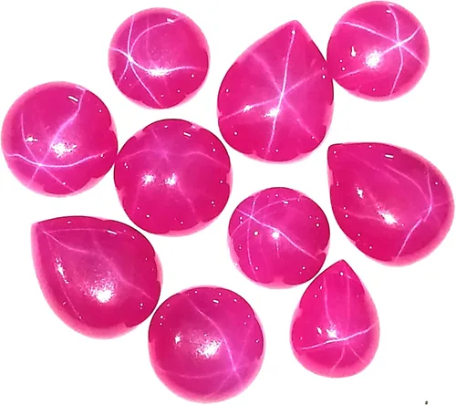 Vista 4 de GEMHUB 6 Rays Star Ruby Set de 10 piezas en 20 quilates de piedras preciosas sueltas, Gema, Rubí estrella africana