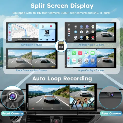 Vista 11 de CARPURIDE W502BS para BMW Moto CarPlay y lectura de datos A-Auto, Maravilla nativa 5" waterproof GPS screen with dual Bluetooth, native data