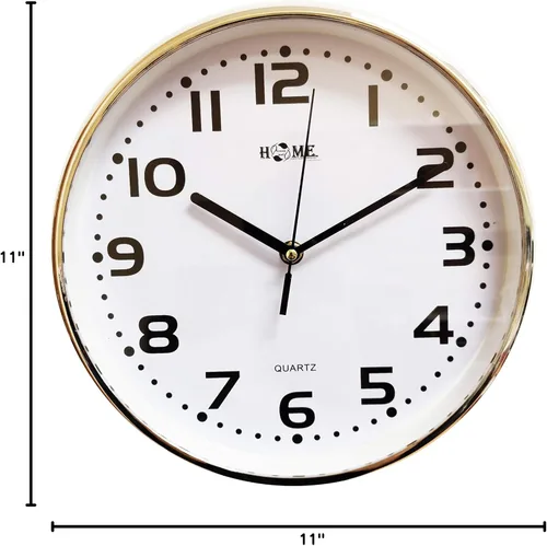 Vista 3 de UNIWARE Reloj de pared de color dorado claro de 11 "para el hogar, oficina, esfera blanca
