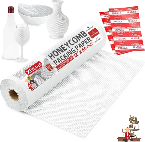 Vista 8 de Papel de embalaje de panal de abeja negro para mudanzas de 12 pulgadas x 66 pies de envoltura de burbuja de panal de abeja, papel de embalaje
