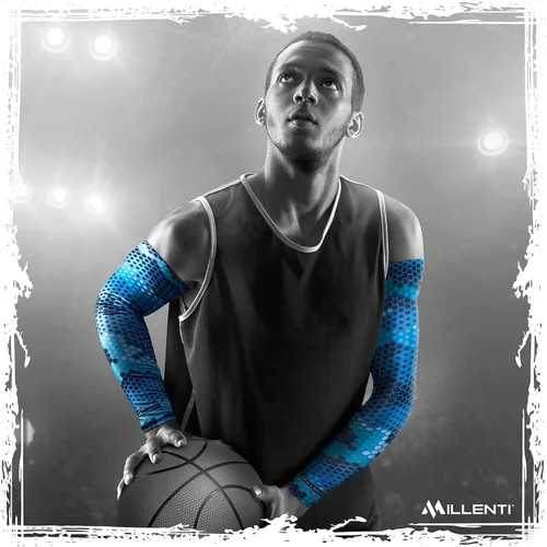 Vista 18 de Millenti Manga de compresión de brazo de enfriamiento – Mangas de recuperación deportiva de protección solar, se enfría cuando está mojado, unisex