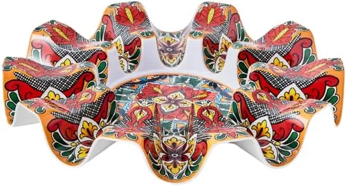 Vista 3 de Prepara Carrusel de tacos del Día de los Muertos, color negro - Soporte duradero para tacos de melamina con capacidad para 10 tacos para diversión