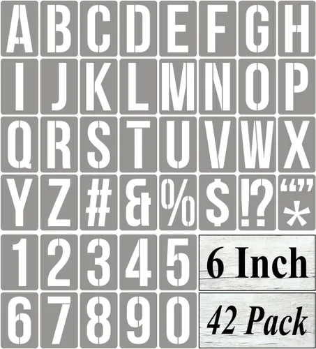 Vista 20 de Plantillas de letras del alfabeto de 1 pulgada para pintar, paquete de 42 plantillas de letras y números con letreros para pintar sobre madera