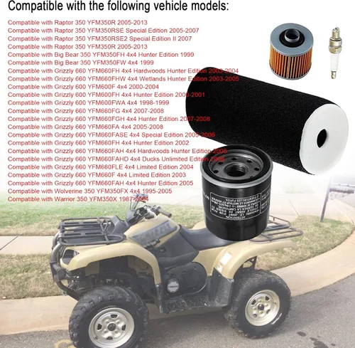 Vista 6 de LIYYOO 1UY-14451-00-00 Kit de bujías para filtro de aceite de filtro de aire, compatible con Yamaha Grizzly 660 YFM660 4x4 2002-2008 YFM660 Filtro