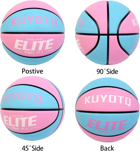 Vista 8 de KUYOTQ Pelota de baloncesto para niños y jóvenes tamaño 5 (27.5") Elite para niñas, baloncesto premium de goma para interiores y exteriores, juego