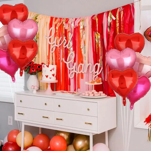 Vista 6 de 16 globos de Mylar en forma de corazón de 18 pulgadas, globos de San Valentín, cumpleaños, compromiso, proponer matrimonio, boda, aniversario, día