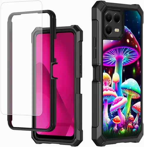 Vista 11 de Funda para T-Mobile Revvl 7 de 6.6 pulgadas con protector de pantalla, policarbonato duro de doble capa resistente y TPU suave a prueba de golpes