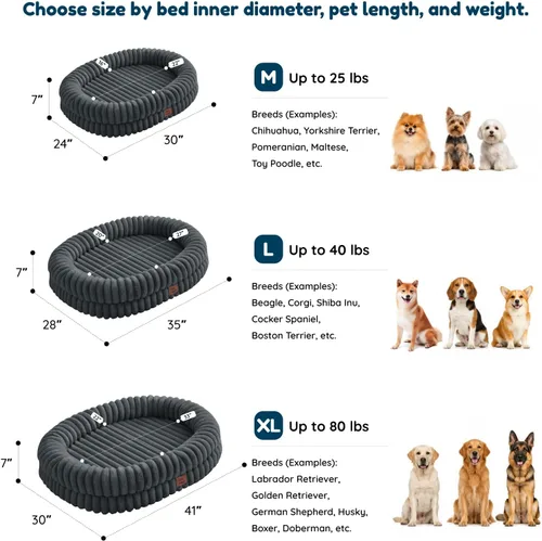 Vista 2 de Cama ortopédica para perro, funda lavable, sofá de piel Gris oscuro