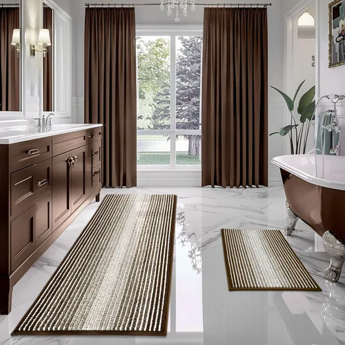 Vista 24 de BSICPRO Tapetes de baño de felpilla, 20 x 32 pulgadas, antideslizantes, absorbentes, suaves, peludos, para baño, lavables a máquina (salvia)