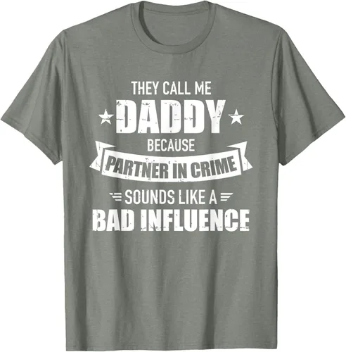 Vista 28 de Call me dad partner in crime bad influence camiseta divertida regalo papá, Negro, S