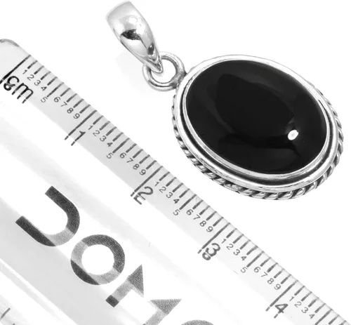 Vista 2 de JEWELOPORIUM Colgante de plata de ley 925 hecho a mano para mujer, 12 x 16 pulgadas, piedra preciosa ovalada, joyería para regalo (99548_P)